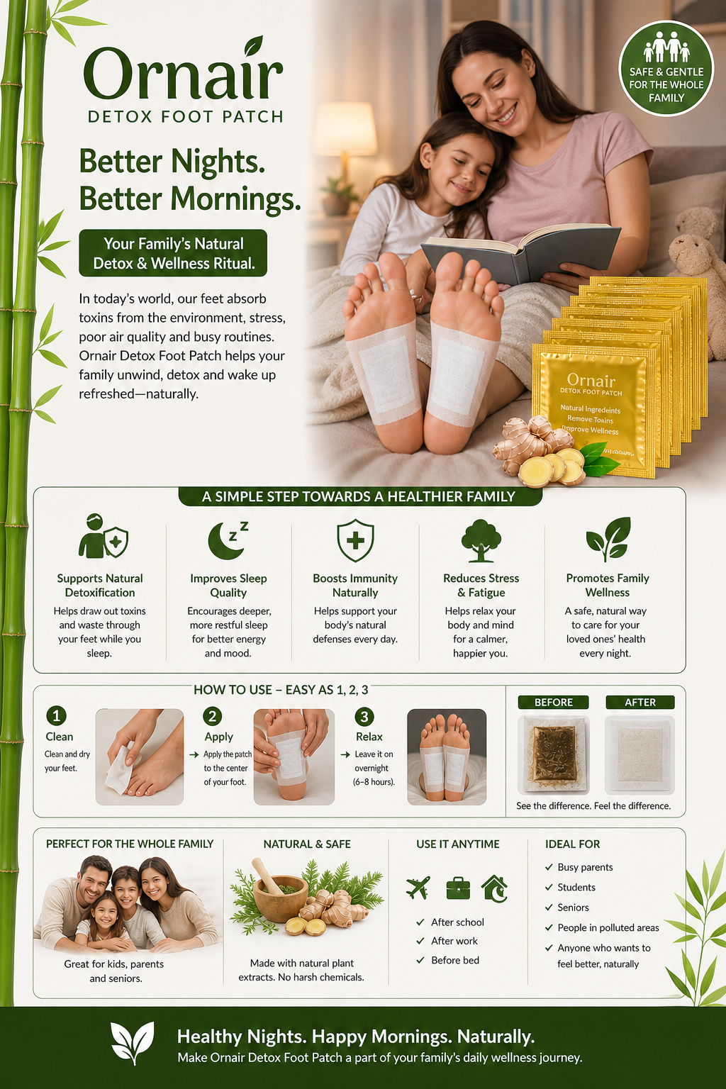 Ornair Premium Natural Detox Foot Patches For Weight Loss & Overall Wellness